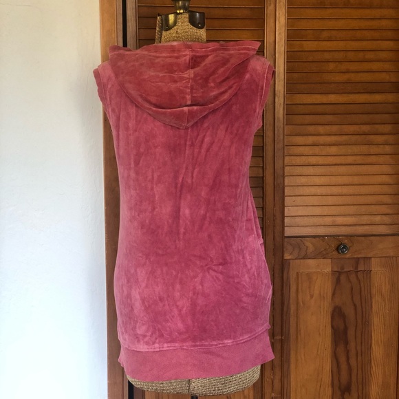 Wet Seal | Y2K Pink Velour Zip Up Hooded Vest | L - Picture 2 of 12